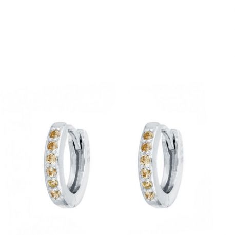 Aros Mini Piedras Champagne Plata