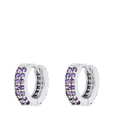 Aros Piedras Lilas Plata