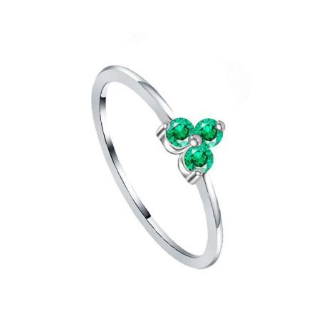 Anillo Circonitas Verdes Plata