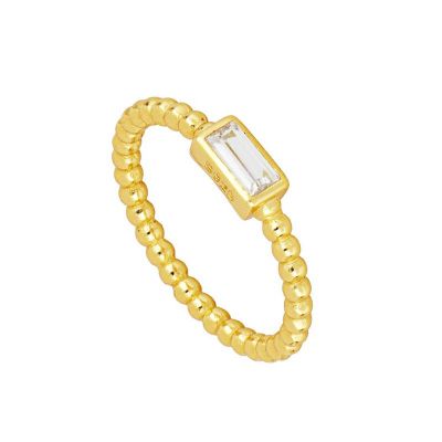 anillo dorado de mujer con bolas lisas
