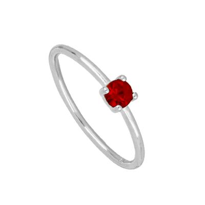 anillo de plata circonita roja