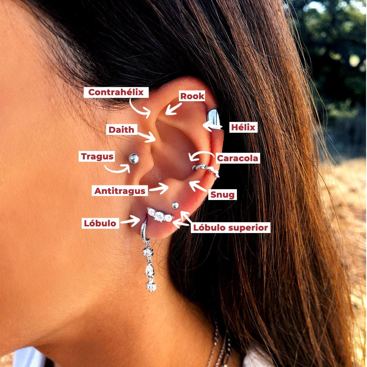 tipos de piercing en la oreja
